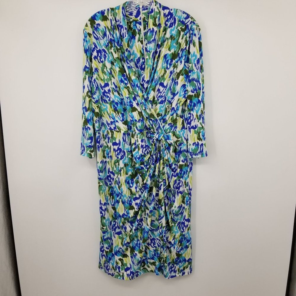 Shape Benefits Chadwicks Blue and Green Multicolor Dress Size 16